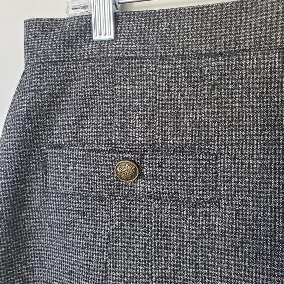 Houndstooth Tweed Pleat Mini Skirt 14 Academia Old Money Preppy Fall Classic NEW - Picture 3 of 13
